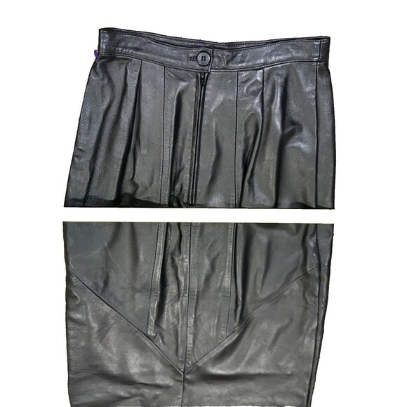 Vintage Sea Dream Leather Midi Pencil Short sz 6 Black Leather - Picture 3 of 7